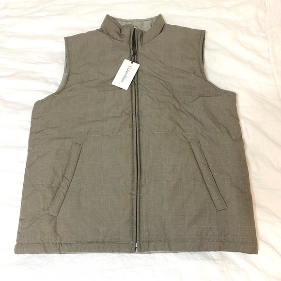 Calvin Klein Other - Taupe Checkered Calvin Klein Puffer Vest (Size Large) (Men’s)